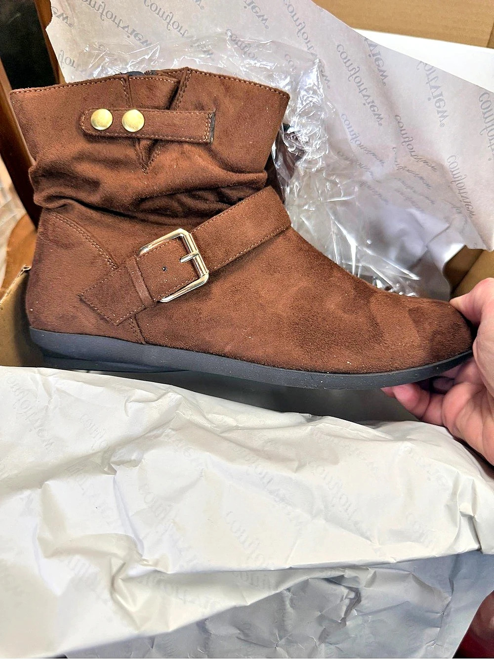 Comfortview Adeline Brown Ankle Boots US 9 WW NWT